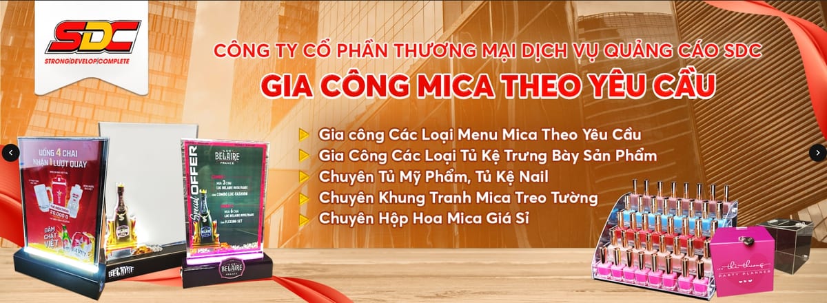 Băng rôn Công ty SDC gia công mica theo yêu cầu
